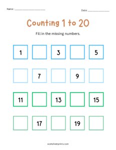 1-20 Missing Numbers