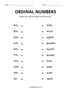 Match the Ordinal Numbers