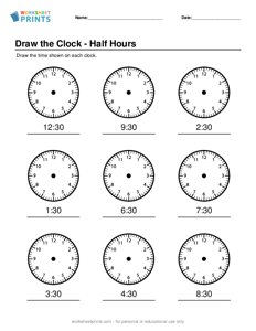 Draw the Clock - Half Hours - #3