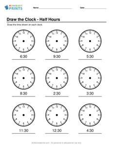 Draw the Clock - Half Hours - #4
