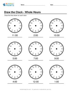 Draw the Clock - Whole Hours - #3