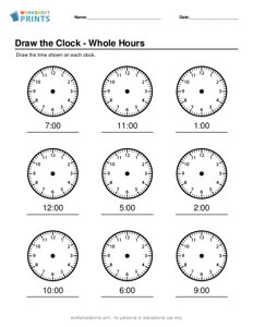 Draw the Clock - Whole Hours - #7