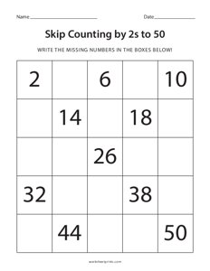Skip Counting by 2s to 50