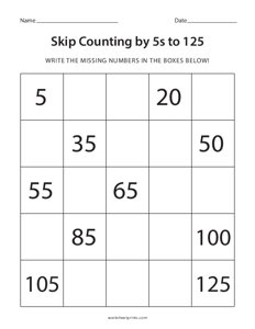 Skip Counting by 5s to 125