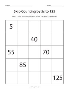 Skip Counting by 5s to 125 - #2