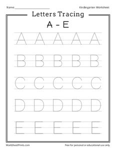 Letters Tracing A-E (Uppercase)