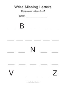 Uppercase (A-Z) Missing Letters - #5