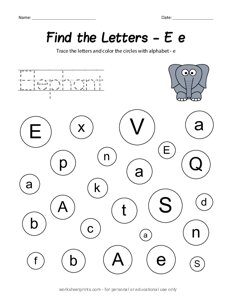 Find the Uppercase and Lowercase Letter E