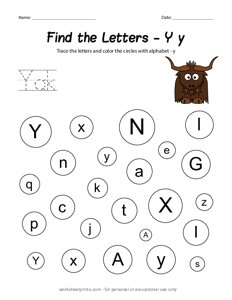 Find the Uppercase and Lowercase Letter Y