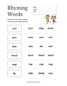Match the Rhyming Words - #2