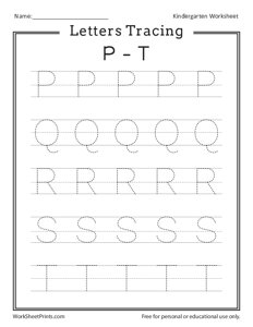 Letters Tracing P-T (Uppercase)