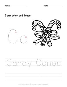 Color and Trace - Candy Canes