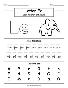 Color Trace Find - Letter E