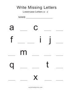 Lowercase (a-z) Missing Letters - #2
