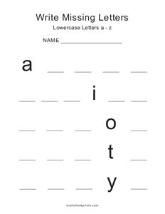 Lowercase (a-z) Missing Letters - #3