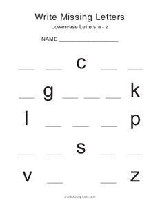 Lowercase (a-z) Missing Letters - #4