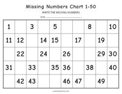 Missing Number Chart 1-50 - #1
