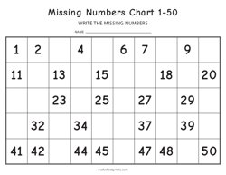Missing Number Chart 1-50 - #2
