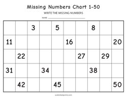 Missing Number Chart 1-50 - #5