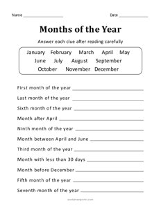 Months of the Year Questions - #1