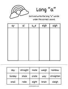 Sort and Write Long A Vowel Sounds