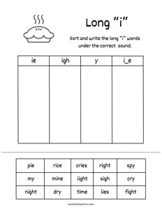 Sort and Write Long I Vowel Sounds