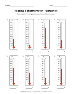 Reading a Thermometer (Fahrenheit) : 0F to 100F - #2