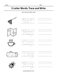 3 Letter Words: Trace and Write - #3