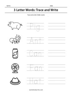 3 Letter Words: Trace and Write