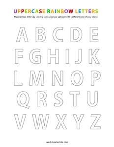 Color the uppercase rainbow letters