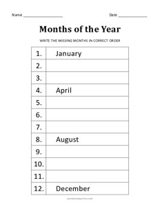 Write the Missing Months