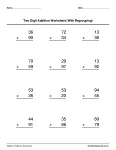 2-digit addition (with regrouping) - #10