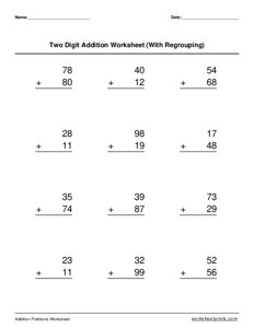 2-digit addition (with regrouping) - #6