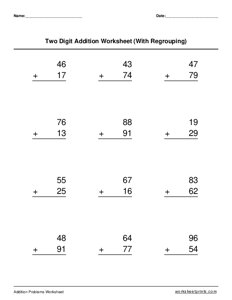 2-digit addition (with regrouping) - #8