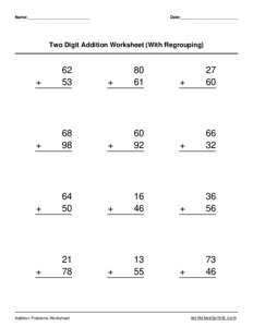 2-digit addition (with regrouping) - #9