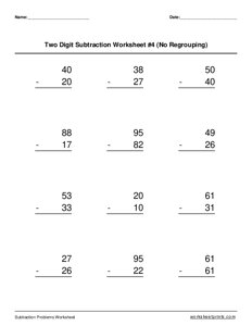 Two 2-digit Subtraction (No Regrouping) - #4