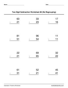 Two 2-digit Subtraction (No Regrouping) - #6