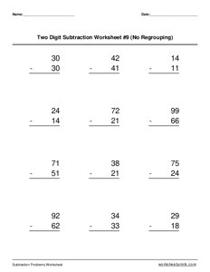 Two 2-digit Subtraction (No Regrouping) - #9