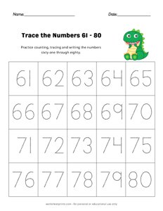 Tracing the Numbers 61-80