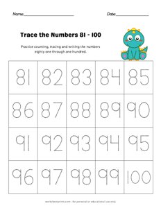 Tracing the Numbers 81-100