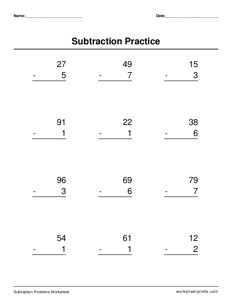 Subtract 1-Digit from 2-Digit - #1