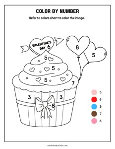 Valentine Cupcake - Color By Number