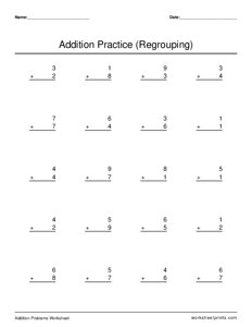 Single Digit Addition (with Regrouping) - #1