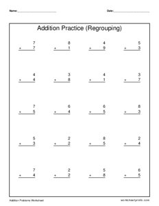Single Digit Addition (with Regrouping) - #2
