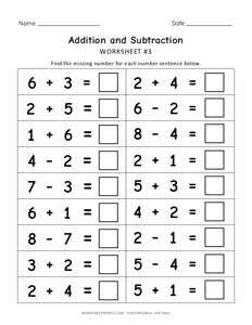 Addition and Subtraction - #3