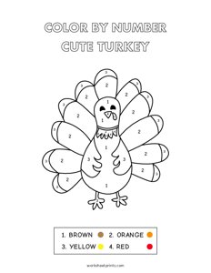 Cute Turkey - Color By Number