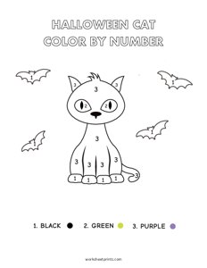 Halloween Cat - Color By Number