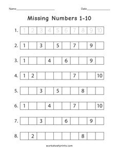 Missing Numbers 1-10 - #1