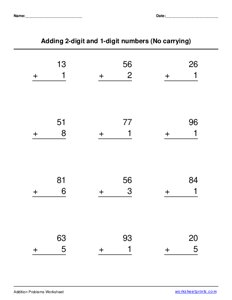 1-digit and 2-digit addition (no regrouping) - #5