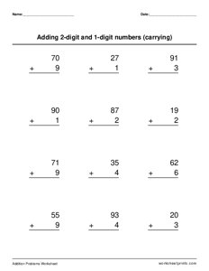 1-digit and 2-digit addition (with regrouping) - #2